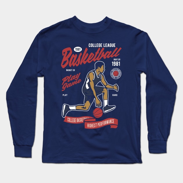 Basketball College League by ANIMOX Long Sleeve T-Shirt by Animox